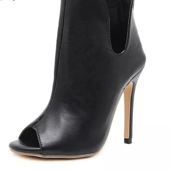 🆕️Chelsea Ankle Boots Black Open Toe High Heels - Picture 2 of 8